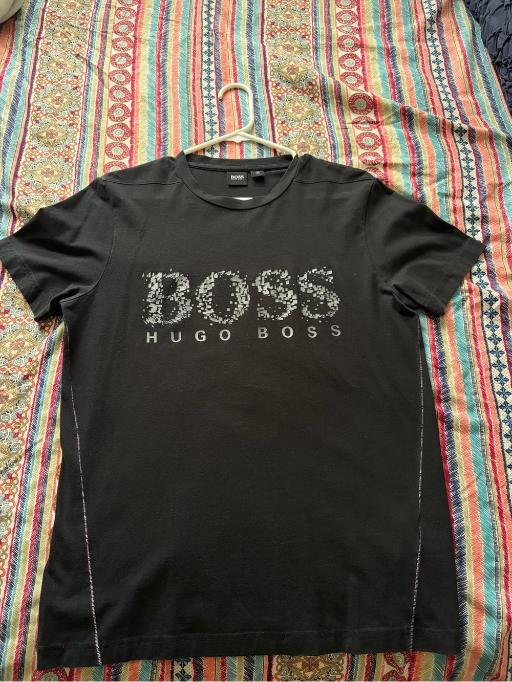Hugo Boss Black Short-Sleeve Logo Tee with Patterned BOSS